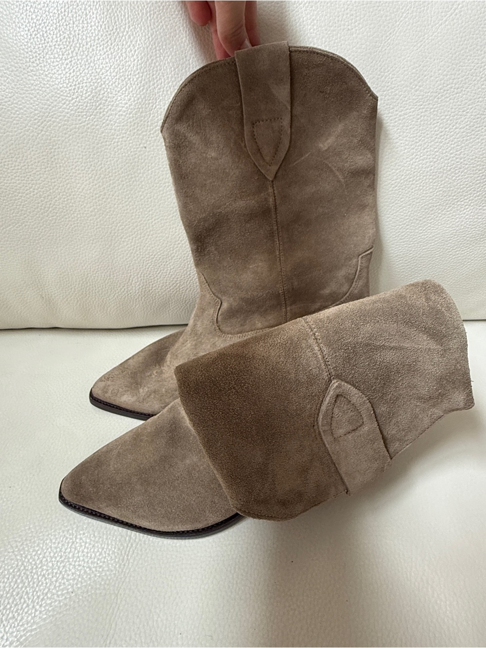 Isabel Marant Duerto 40MM Suede Western Boots Suede  Cowboy Taupe Sz 39 - Picture 5 of 10